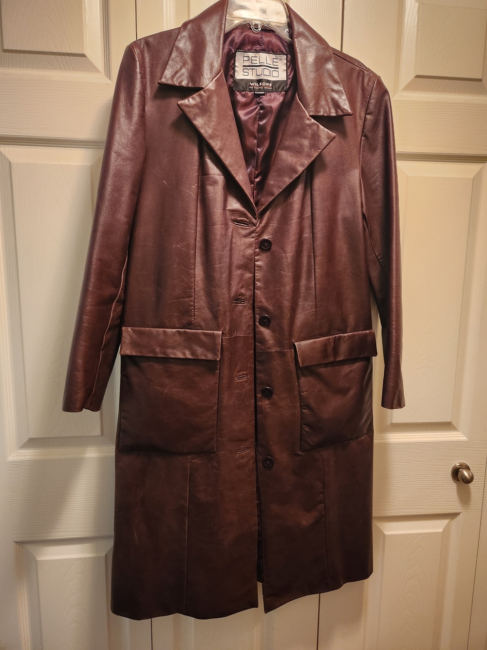 Pelle Studio Women's Red/Brown Leather Long Coat